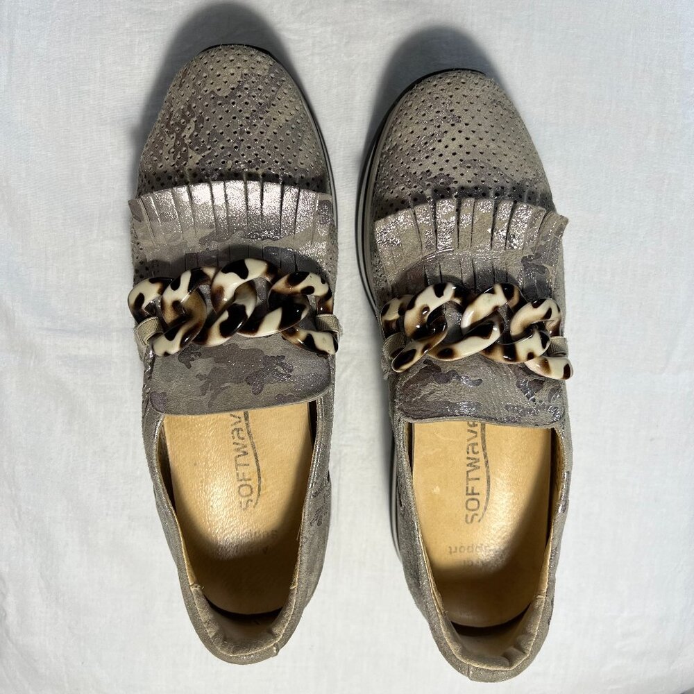 Softwaves Cadie Metallic Leather Slip On  Shoe size 38 1/2 NWOT